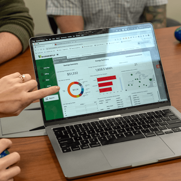 Laptop showing Budderfly's energy management software.