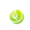 Icon of a green leaf inside a gear, symbolizing eco-friendly technology.